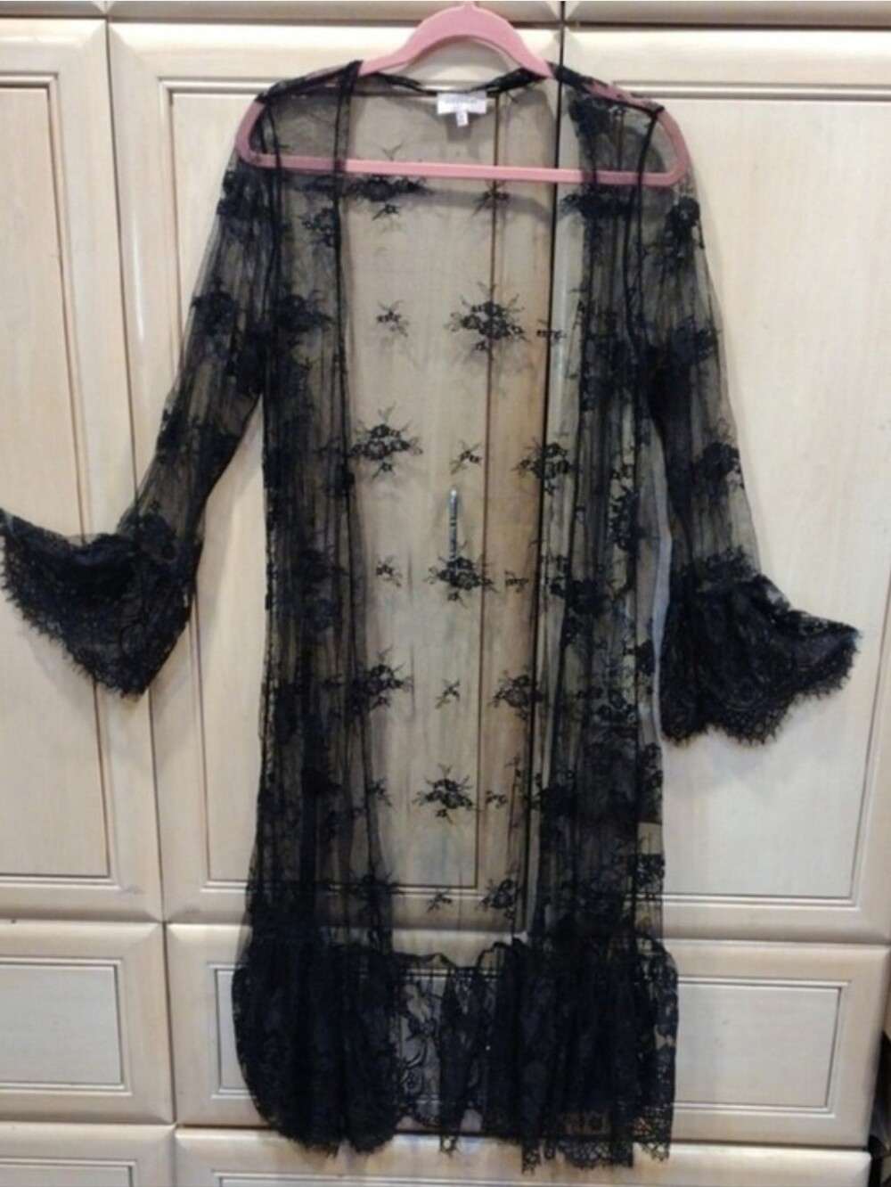 🖤 Black Lace Sheer Mesh Duster